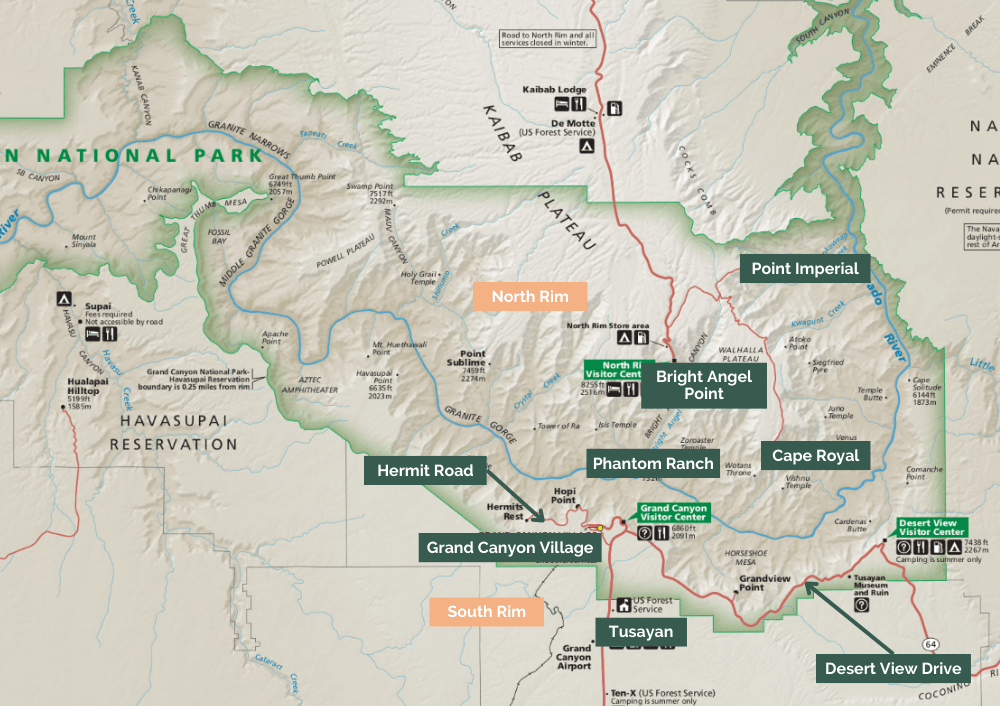 grand canyon national park map